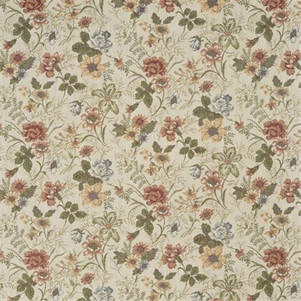 Designer Fabrics F929 54 in. Wide Red; Green And Yellow; Floral Tapestry Upholstery Fabric F929 - main